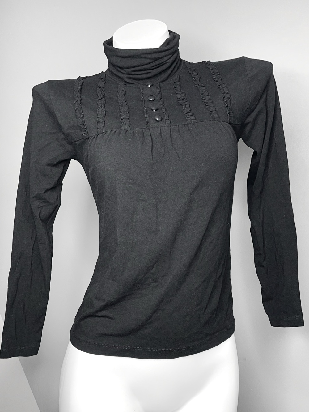Black Gothic Turtleneck Long-Sleeve Top